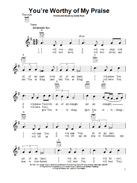 Download Passion You're Worthy Of My Praise Sheet Music and learn how to play Melody Line, Lyrics & Chords PDF digital score in minutes
