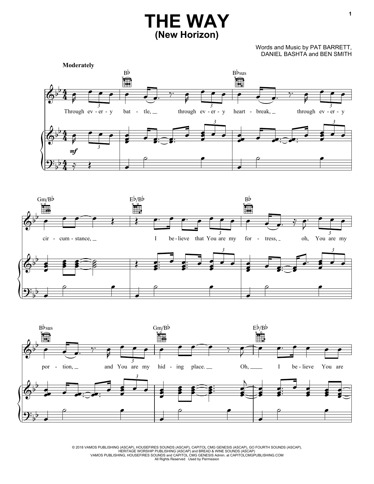 Download Pat Barrett The Way (New Horizon) Sheet Music and learn how to play Piano, Vocal & Guitar (Right-Hand Melody) PDF digital score in minutes