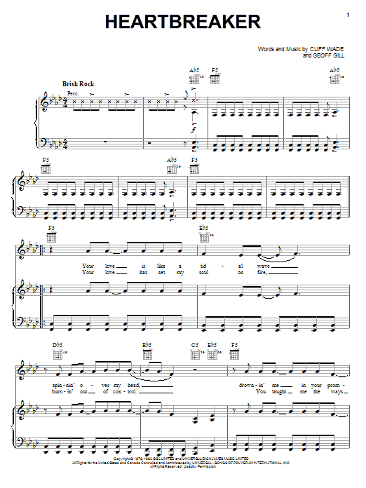 Download Pat Benatar Heartbreaker Sheet Music and learn how to play Melody Line, Lyrics & Chords PDF digital score in minutes