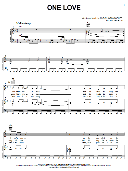 Download Pat Benatar One Love Sheet Music and learn how to play Piano, Vocal & Guitar (Right-Hand Melody) PDF digital score in minutes