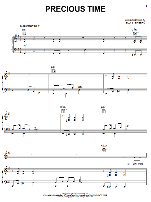 Download Pat Benatar Precious Time Sheet Music and learn how to play Piano, Vocal & Guitar (Right-Hand Melody) PDF digital score in minutes