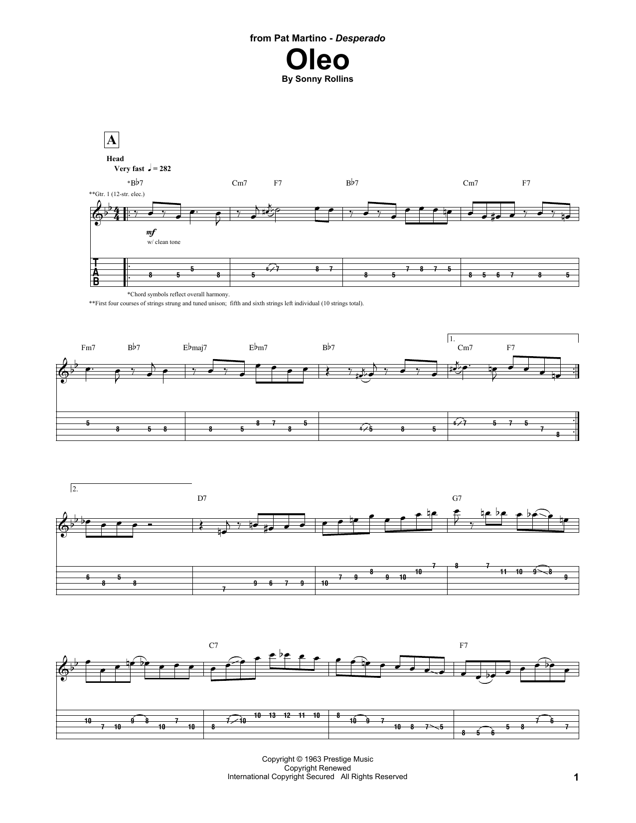 Download Pat Martino Oleo Sheet Music and learn how to play Guitar Tab PDF digital score in minutes
