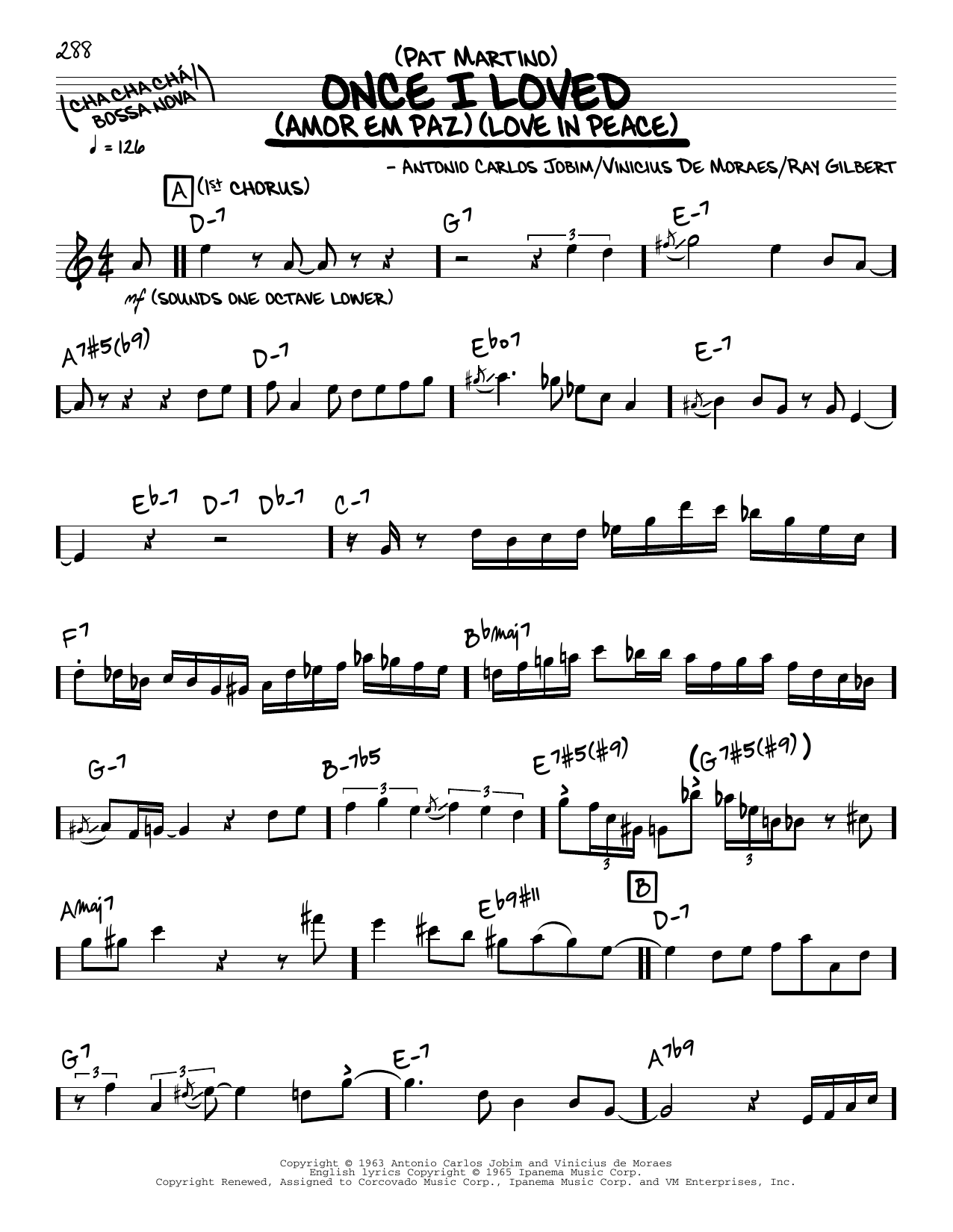 Download Pat Martino Once I Loved (solo only) Sheet Music and learn how to play Real Book – Melody & Chords PDF digital score in minutes