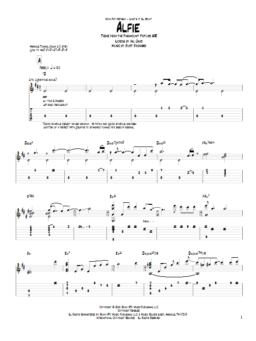 Download Pat Metheny Alfie Sheet Music and learn how to play Guitar Tab PDF digital score in minutes