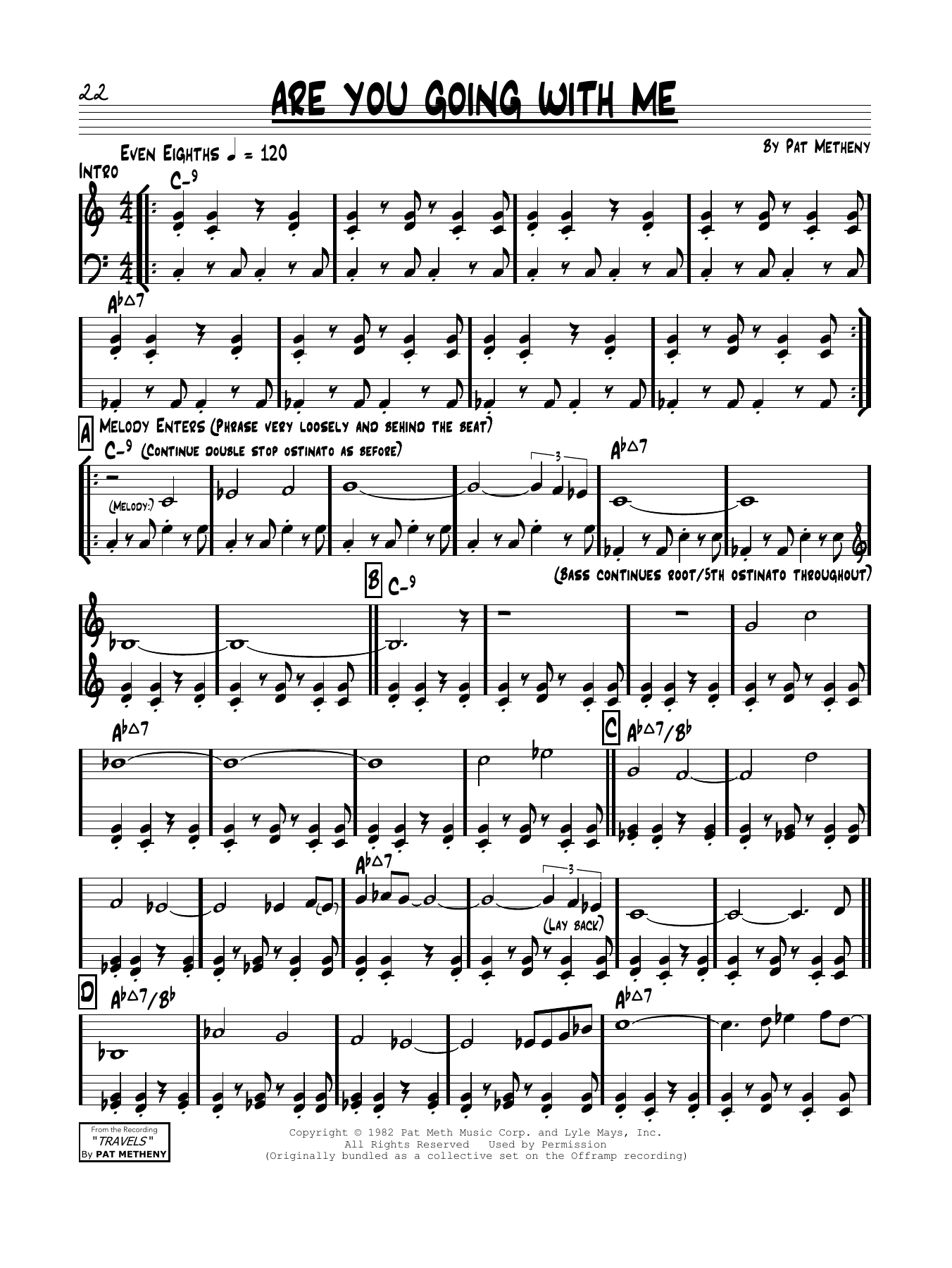 Download Pat Metheny Are You Going With Me? Sheet Music and learn how to play Real Book – Melody & Chords PDF digital score in minutes