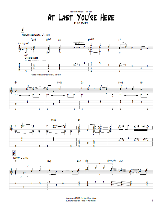 Download Pat Metheny At Last You're Here Sheet Music and learn how to play Real Book – Melody & Chords PDF digital score in minutes