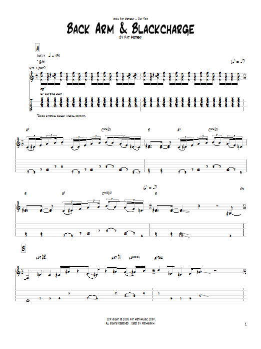 Download Pat Metheny Back Arm & Blackcharge Sheet Music and learn how to play Real Book – Melody & Chords PDF digital score in minutes