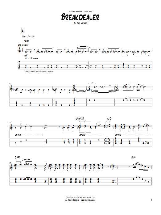 Download Pat Metheny Breakdealer Sheet Music and learn how to play Real Book – Melody & Chords PDF digital score in minutes