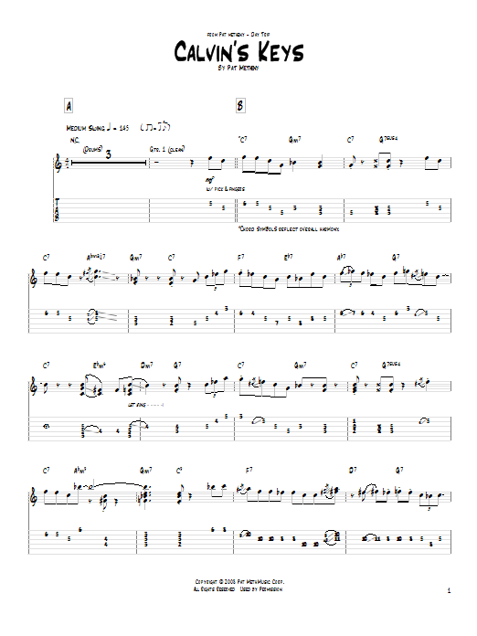 Download Pat Metheny Calvin's Keys Sheet Music and learn how to play Real Book – Melody & Chords PDF digital score in minutes