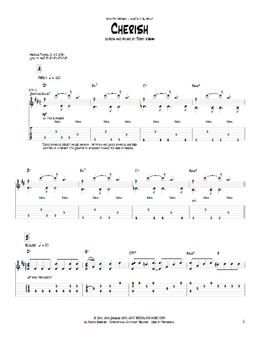 Download Pat Metheny Cherish Sheet Music and learn how to play Guitar Tab PDF digital score in minutes