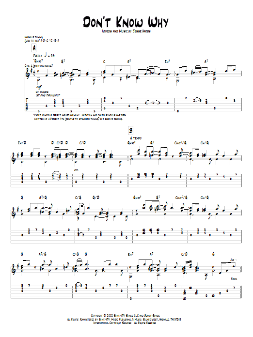 Download Pat Metheny Don't Know Why Sheet Music and learn how to play Guitar Tab PDF digital score in minutes