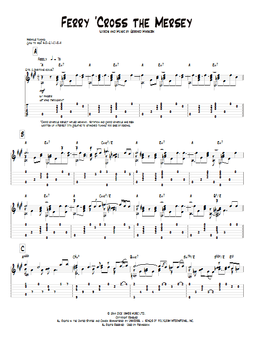 Download Pat Metheny Ferry 'Cross The Mersey Sheet Music and learn how to play Guitar Tab PDF digital score in minutes