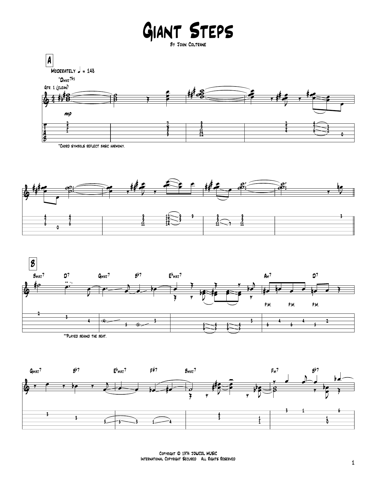 Download Pat Metheny Giant Steps Sheet Music and learn how to play Guitar Tab PDF digital score in minutes