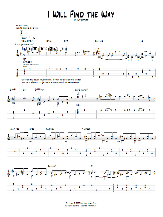 Download Pat Metheny I Will Find The Way Sheet Music and learn how to play Guitar Tab PDF digital score in minutes