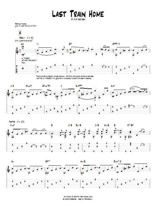 Download Pat Metheny Last Train Home Sheet Music and learn how to play Guitar Tab PDF digital score in minutes