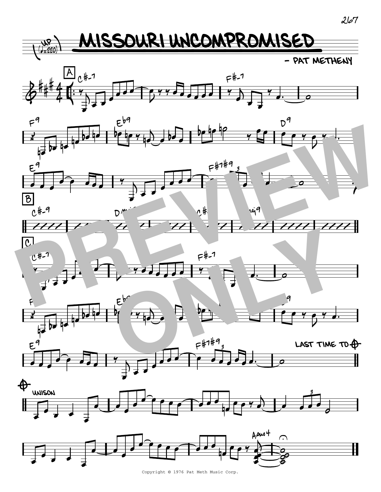 Download Pat Metheny Missouri Uncompromised [Reharmonized version] (arr. Jack Grassel) Sheet Music and learn how to play Real Book – Melody & Chords PDF digital score in minutes