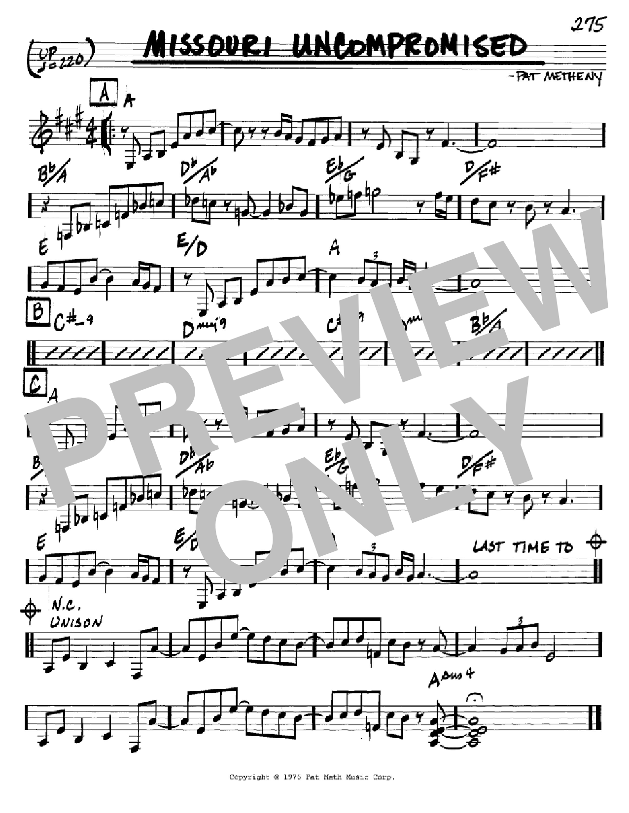 Download Pat Metheny Missouri Uncompromised Sheet Music and learn how to play Guitar Tab PDF digital score in minutes