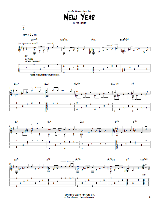 Download Pat Metheny New Year Sheet Music and learn how to play Real Book – Melody & Chords PDF digital score in minutes