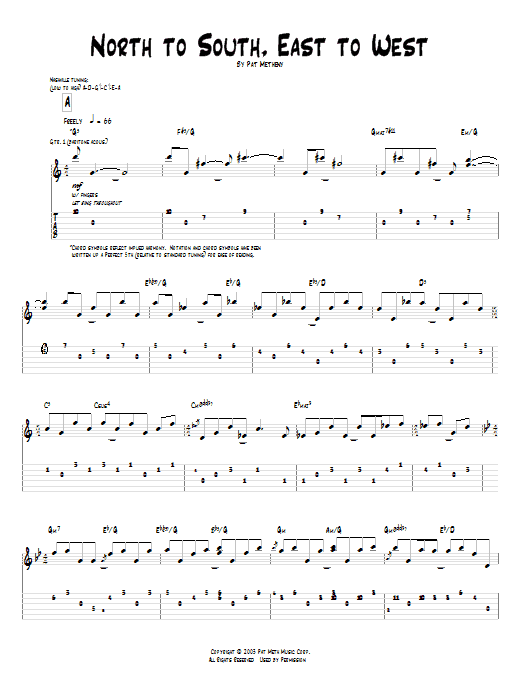 Download Pat Metheny North To South, East To West Sheet Music and learn how to play Guitar Tab PDF digital score in minutes