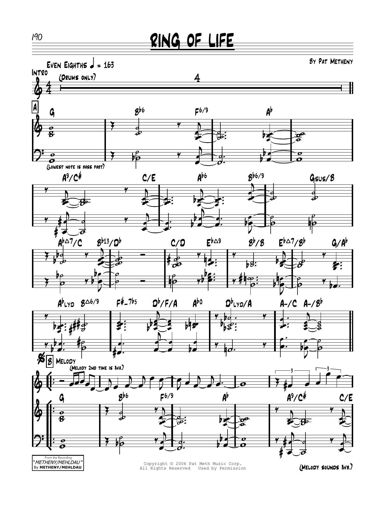 Download Pat Metheny Ring Of Life Sheet Music and learn how to play Real Book – Melody & Chords PDF digital score in minutes
