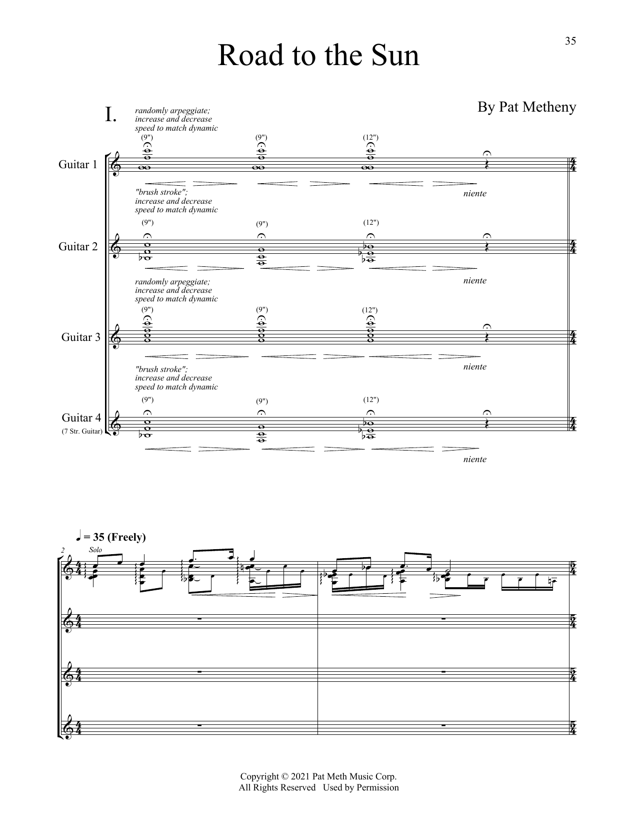 Download Pat Metheny Road To The Sun Sheet Music and learn how to play Transcribed Score PDF digital score in minutes