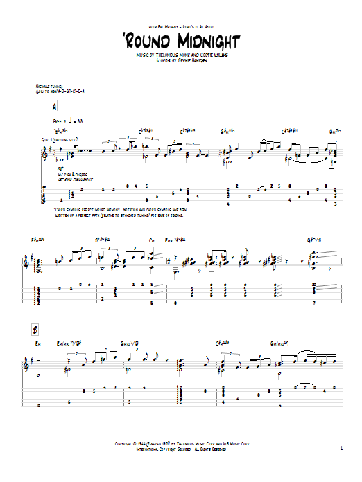 Download Pat Metheny 'Round Midnight Sheet Music and learn how to play Guitar Tab PDF digital score in minutes