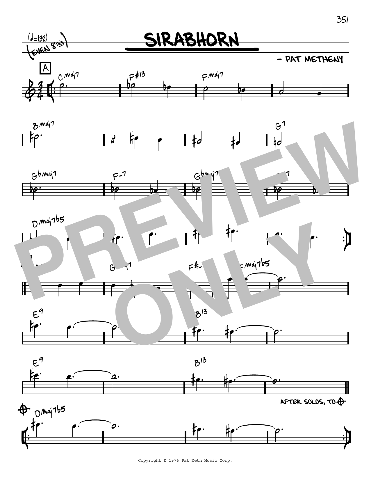 Download Pat Metheny Sirabhorn [Reharmonized version] (arr. Jack Grassel) Sheet Music and learn how to play Real Book – Melody & Chords PDF digital score in minutes