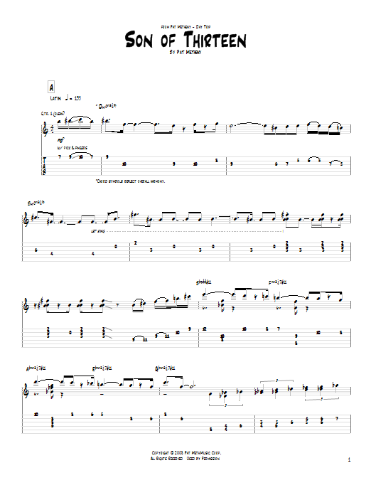 Download Pat Metheny Son Of Thirteen Sheet Music and learn how to play Real Book – Melody & Chords PDF digital score in minutes