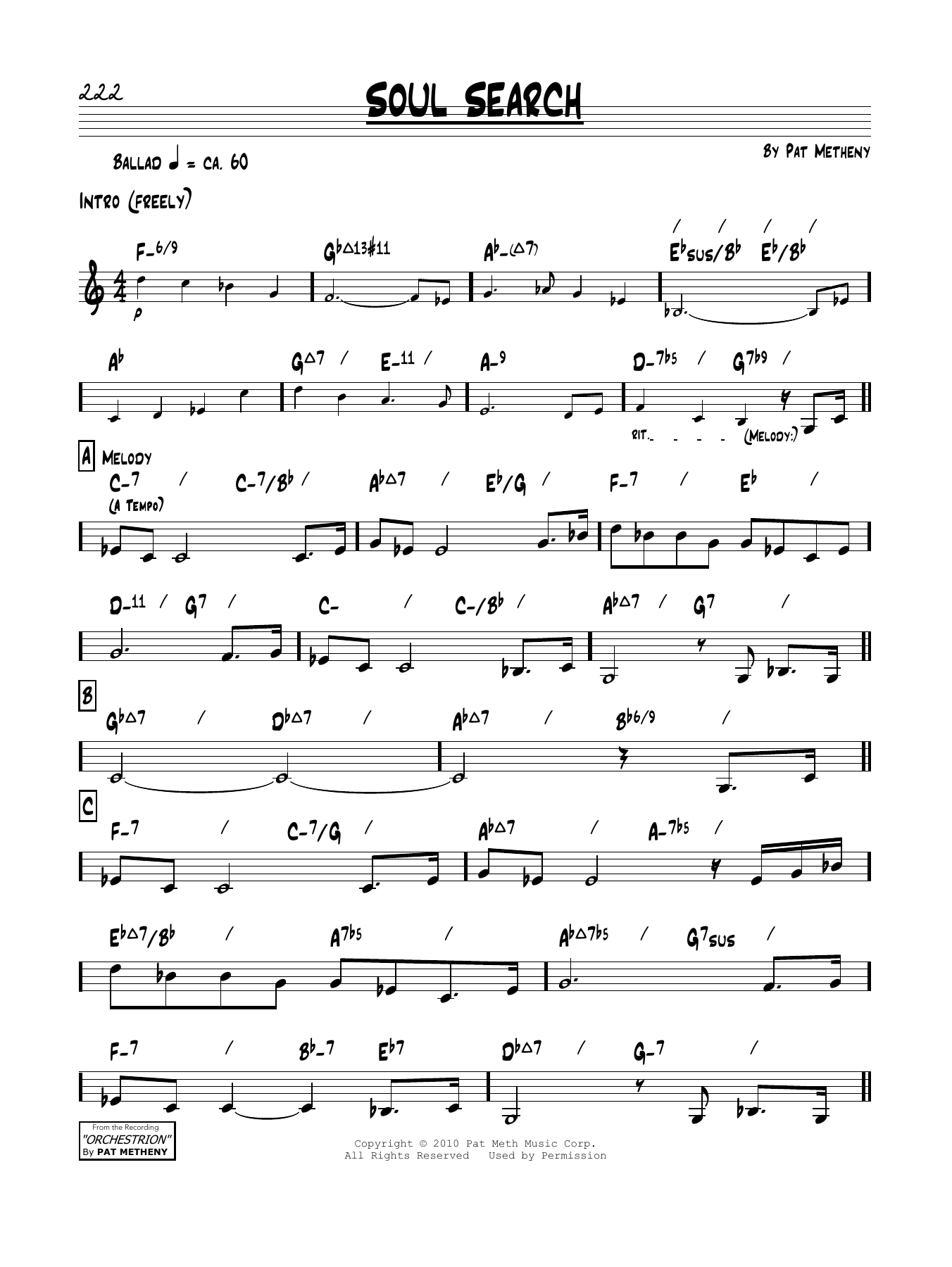 Download Pat Metheny Soul Search Sheet Music and learn how to play Real Book – Melody & Chords PDF digital score in minutes