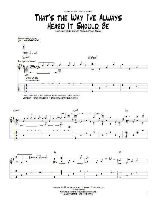 Download Pat Metheny That's The Way I've Always Heard It Should Be Sheet Music and learn how to play Guitar Tab PDF digital score in minutes