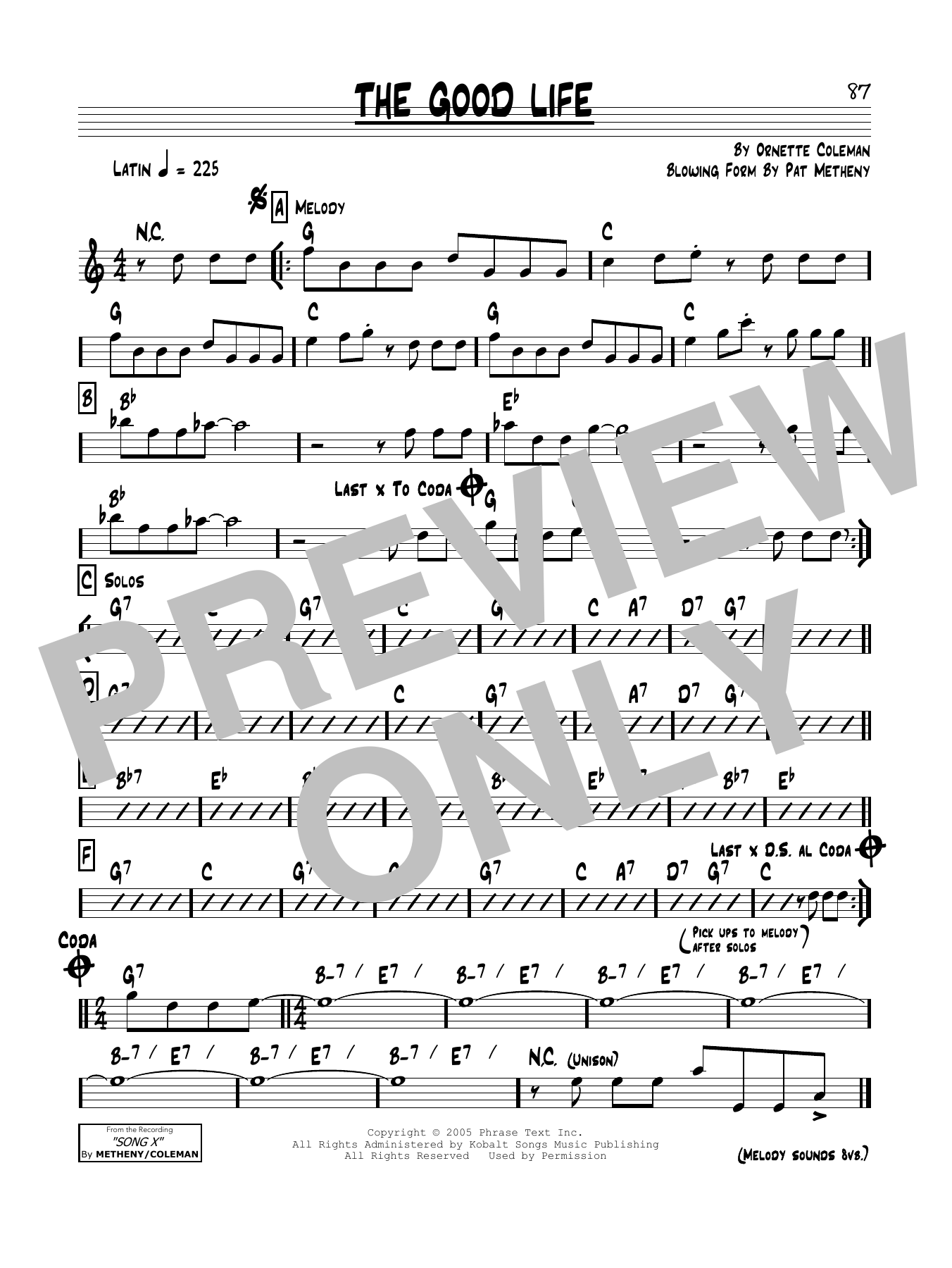Download Pat Metheny The Good Life Sheet Music and learn how to play Real Book – Melody & Chords PDF digital score in minutes