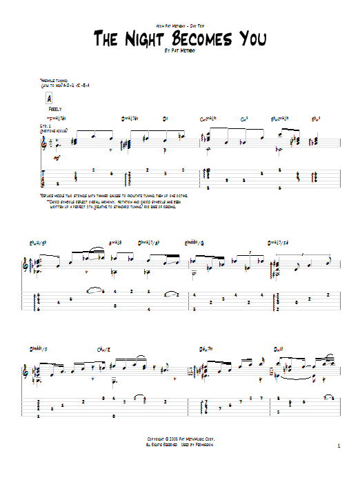 Download Pat Metheny The Night Becomes You Sheet Music and learn how to play Real Book – Melody & Chords PDF digital score in minutes