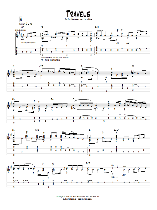Download Pat Metheny Travels Sheet Music and learn how to play Guitar Tab PDF digital score in minutes