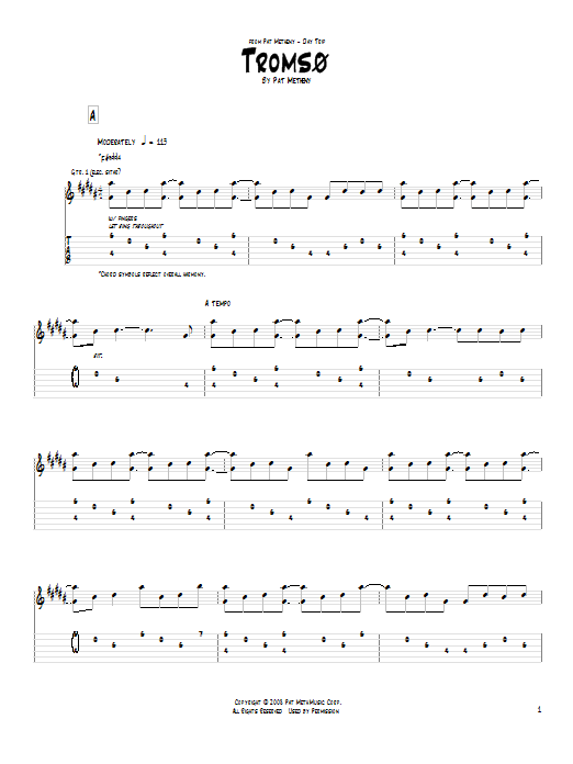 Download Pat Metheny Tromso Sheet Music and learn how to play Real Book – Melody & Chords PDF digital score in minutes