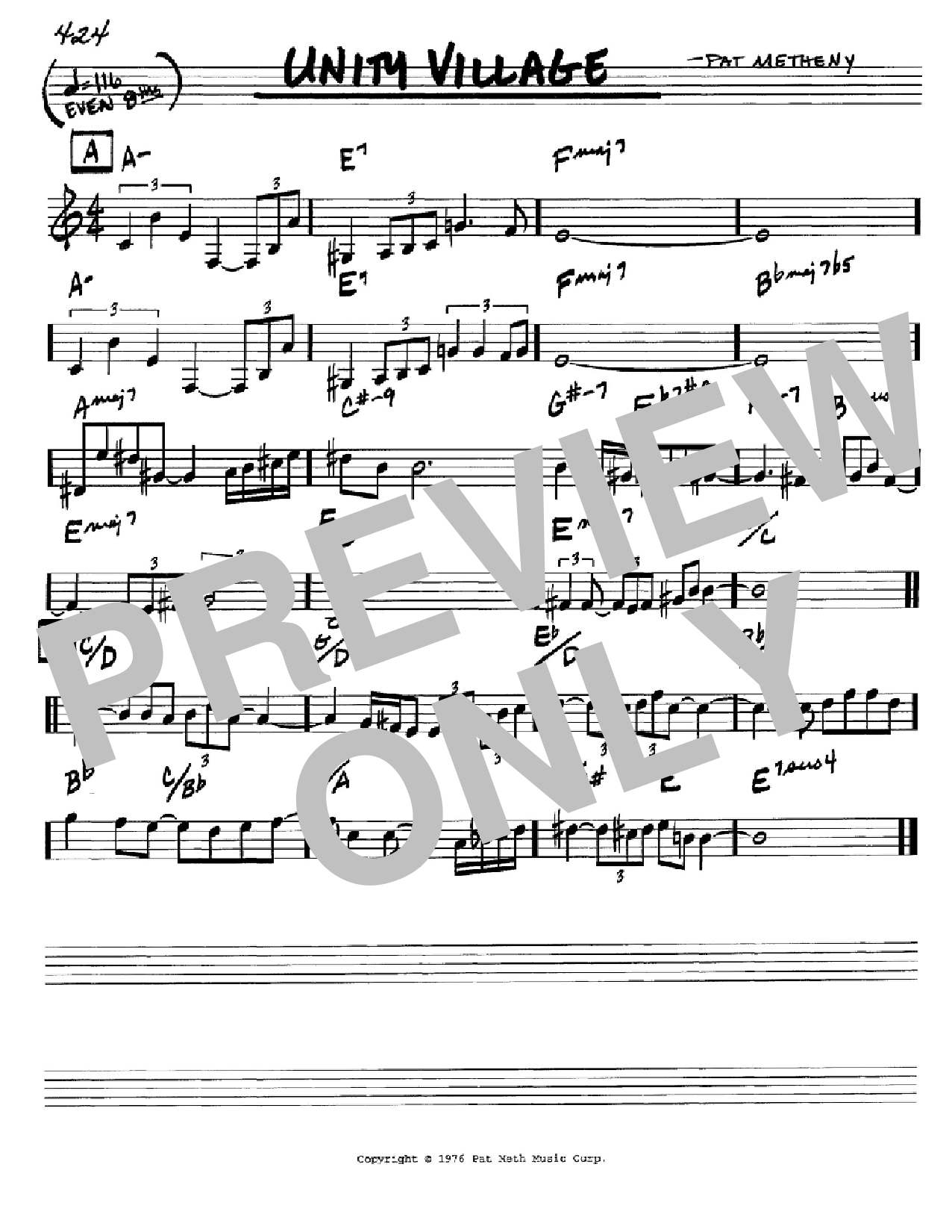 Download Pat Metheny Unity Village Sheet Music and learn how to play Real Book – Melody & Chords PDF digital score in minutes