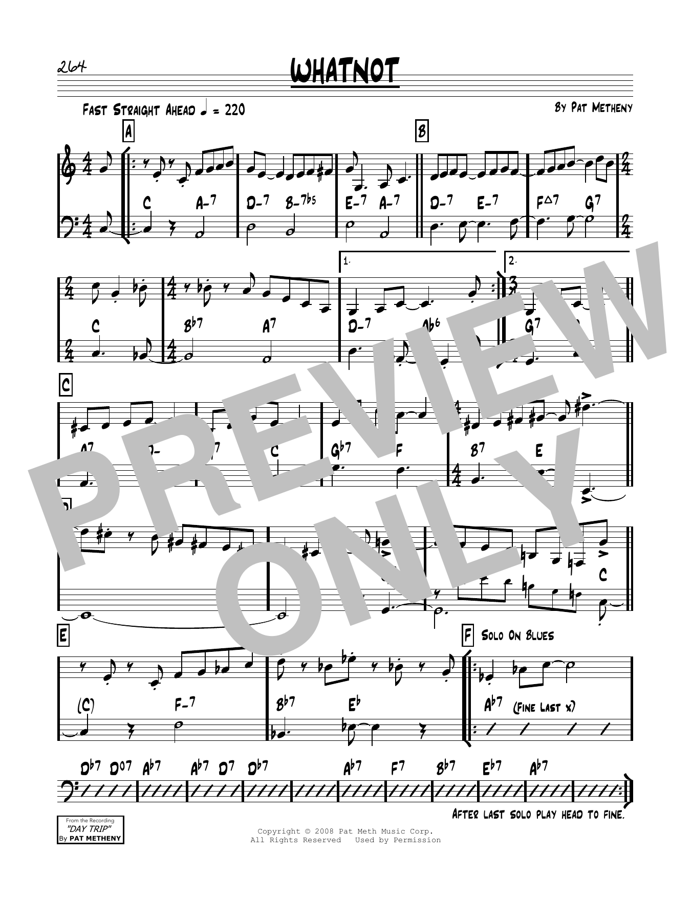 Download Pat Metheny Whatnot Sheet Music and learn how to play Real Book – Melody & Chords PDF digital score in minutes
