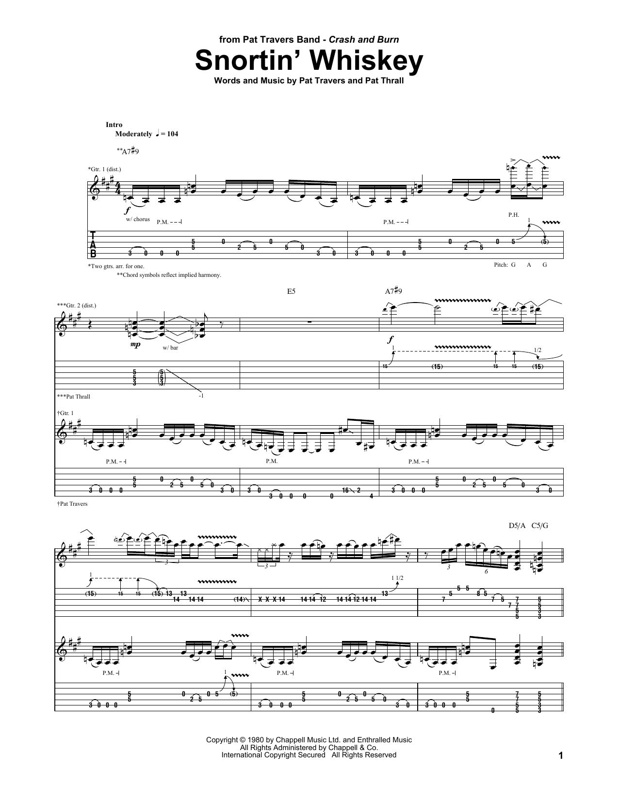 Download Pat Travers Snortin' Whiskey Sheet Music and learn how to play Bass Guitar Tab PDF digital score in minutes