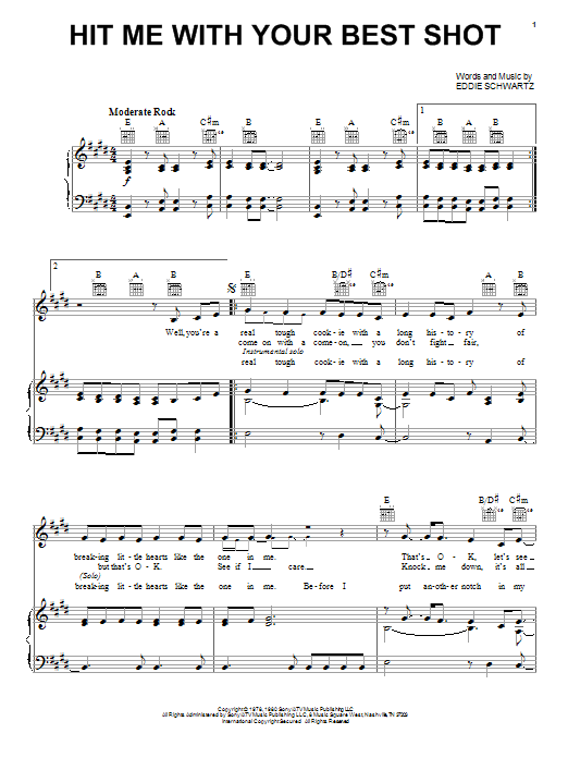 Download Pat Benatar Sheet Music and learn how to play Piano, Vocal & Guitar (Right-Hand Melody) PDF score in minutes