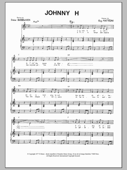 Download Patricia Ferrari Johnny H Sheet Music and learn how to play Piano & Vocal PDF digital score in minutes
