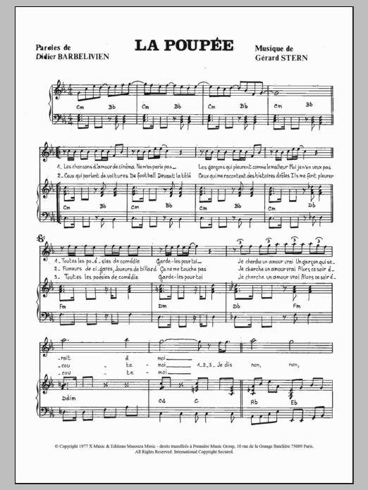 Download Patricia Ferrari La Poupee Sheet Music and learn how to play Piano & Vocal PDF digital score in minutes