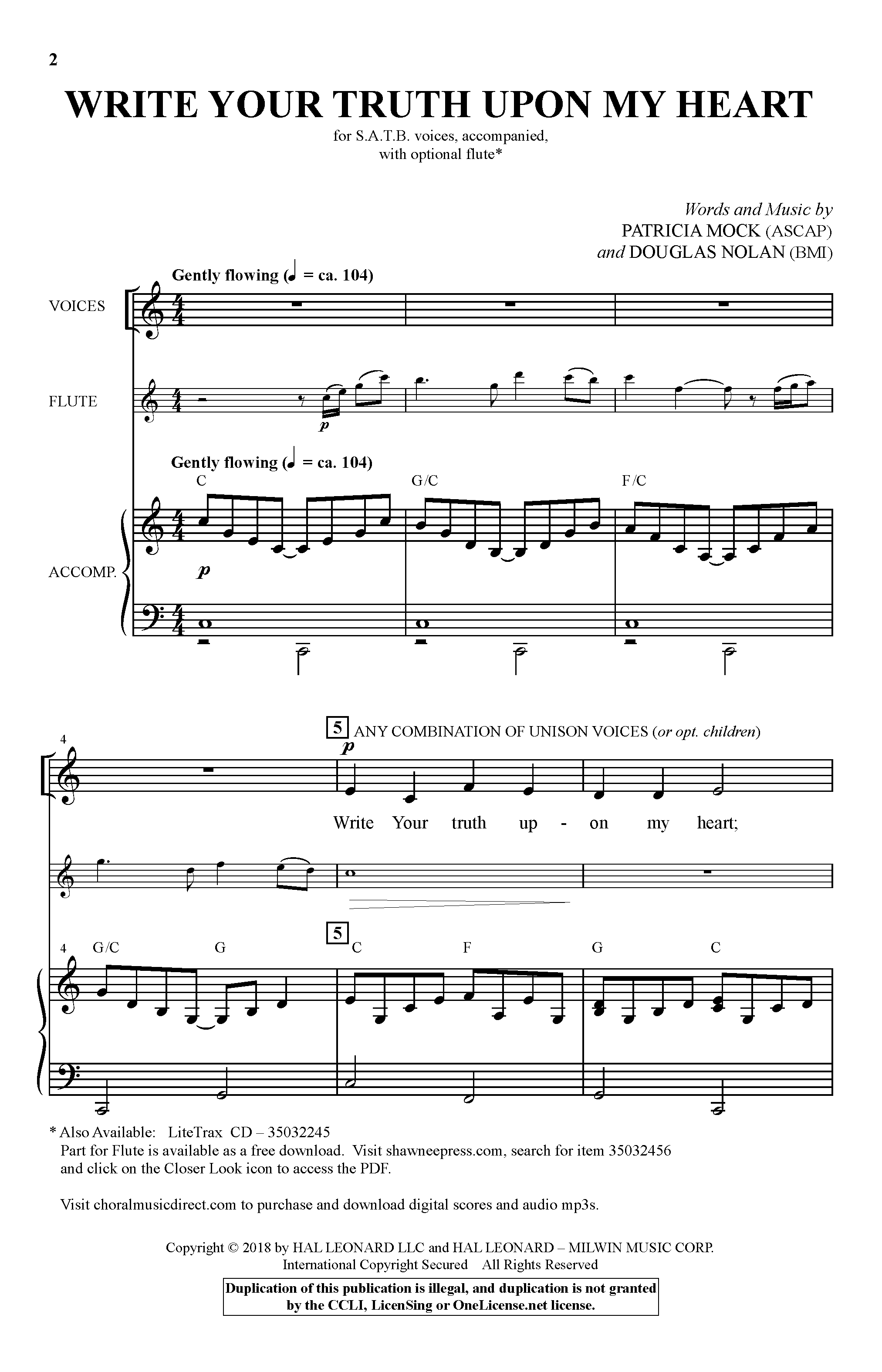 Download Patricia Mock & Douglas Nolan Write Your Truth Upon My Heart Sheet Music and learn how to play SATB Choir PDF digital score in minutes