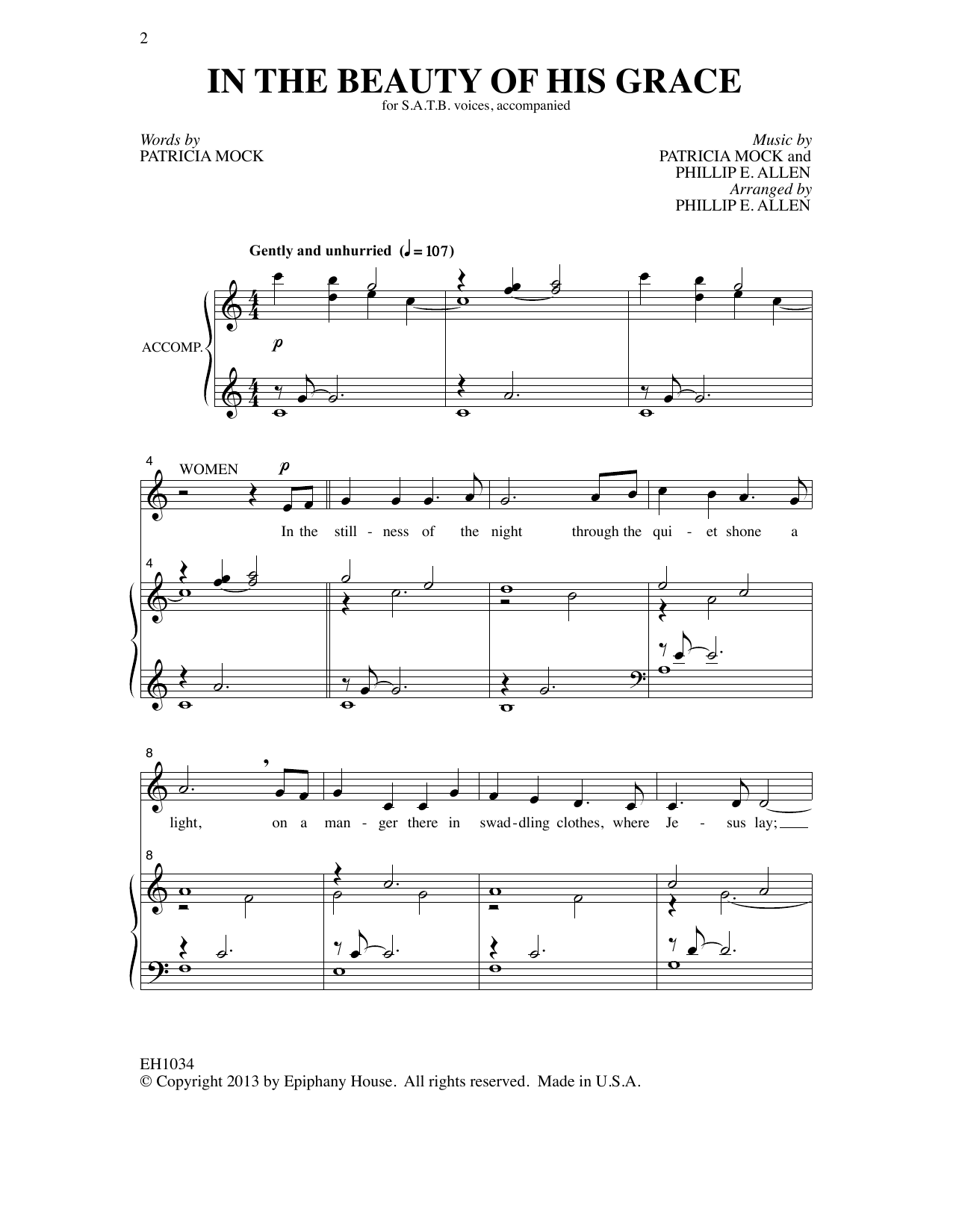 Download Patricia Mock & Phillip E. Allen In The Beauty Of His Grace (arr. Phillip E. Allen) Sheet Music and learn how to play SATB Choir PDF digital score in minutes