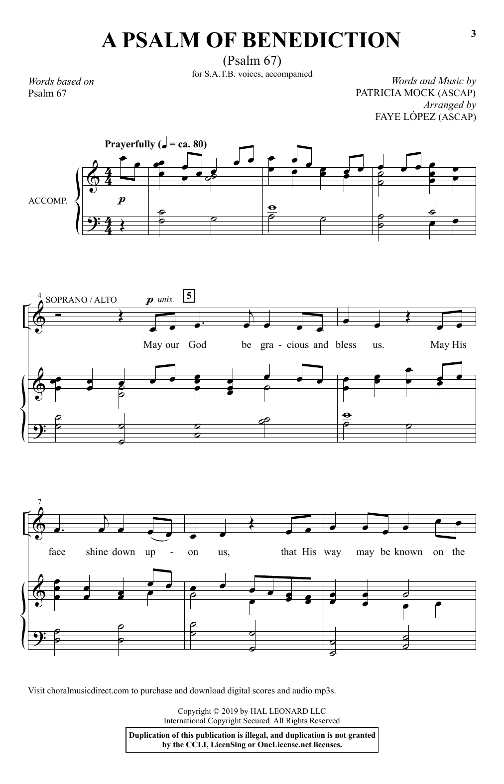 Download Patricia Mock A Psalm Of Benediction (Psalm 67) (arr. Faye Lopez) Sheet Music and learn how to play SATB Choir PDF digital score in minutes
