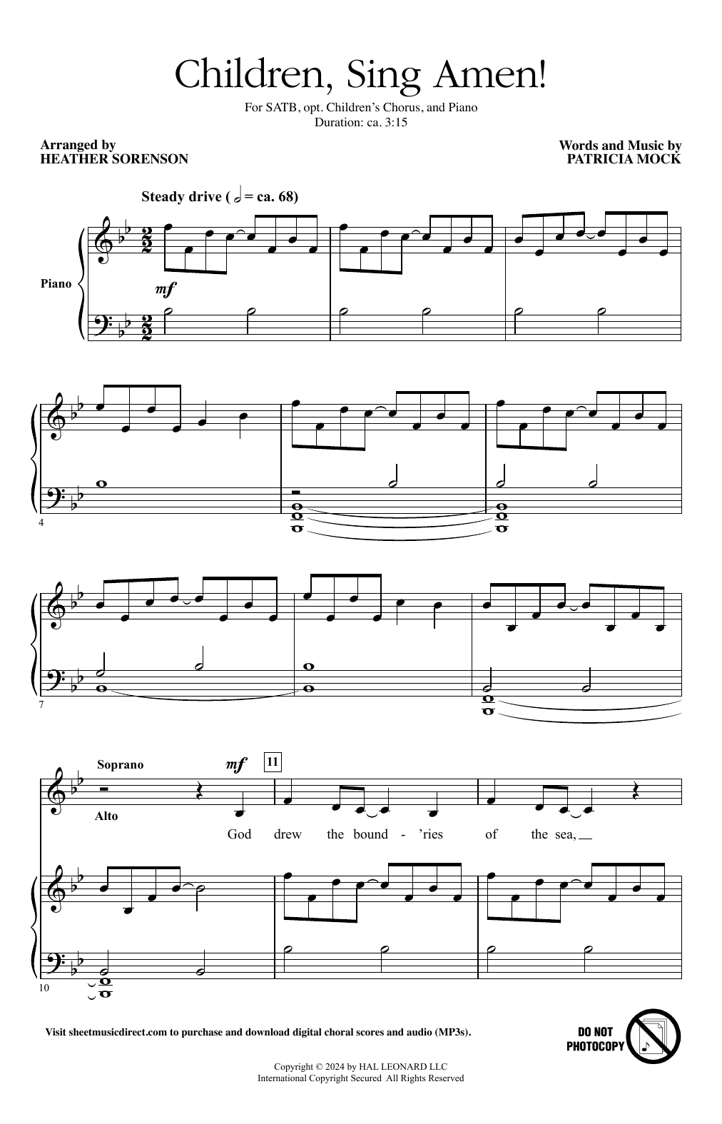 Download Patricia Mock Children, Sing Amen! (arr. Heather Sorenson) Sheet Music and learn how to play SATB Choir PDF digital score in minutes