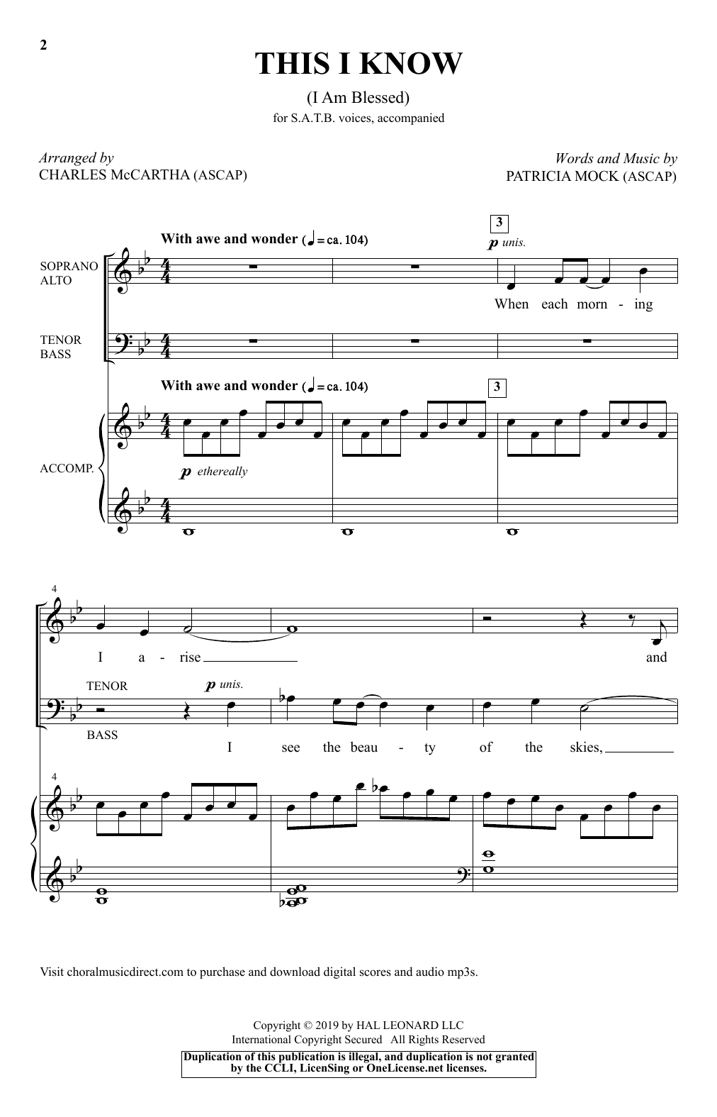 Download Patricia Mock This I Know (I Am Blessed) (arr. Charles McCartha) Sheet Music and learn how to play SATB Choir PDF digital score in minutes