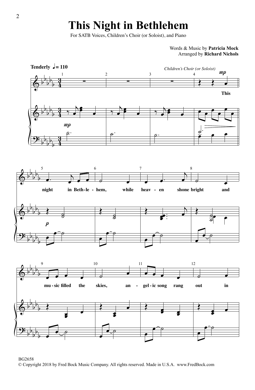 Download Patricia Mock This Night In Bethlehem (arr. Richard Nichols) Sheet Music and learn how to play SATB Choir PDF digital score in minutes