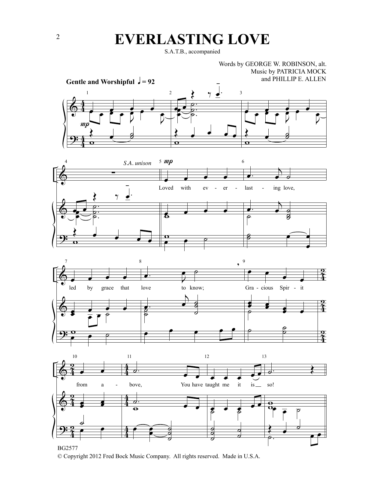 Patricia Mock & Phillip E. Allen "Everlasting Love" Sheet Music Notes
