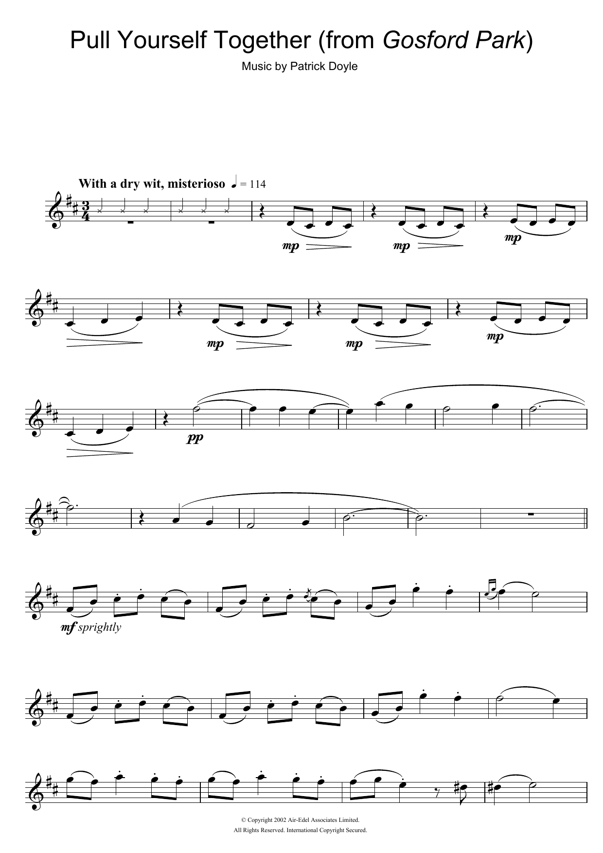Download Patrick Doyle Pull Yourself Together (from Gosford Park) Sheet Music and learn how to play Cello PDF digital score in minutes