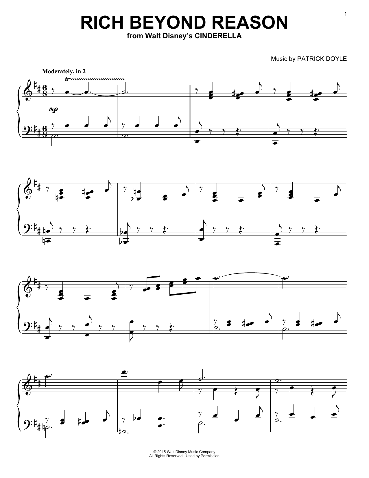 Download Patrick Doyle Rich Beyond Reason Sheet Music and learn how to play Easy Piano PDF digital score in minutes
