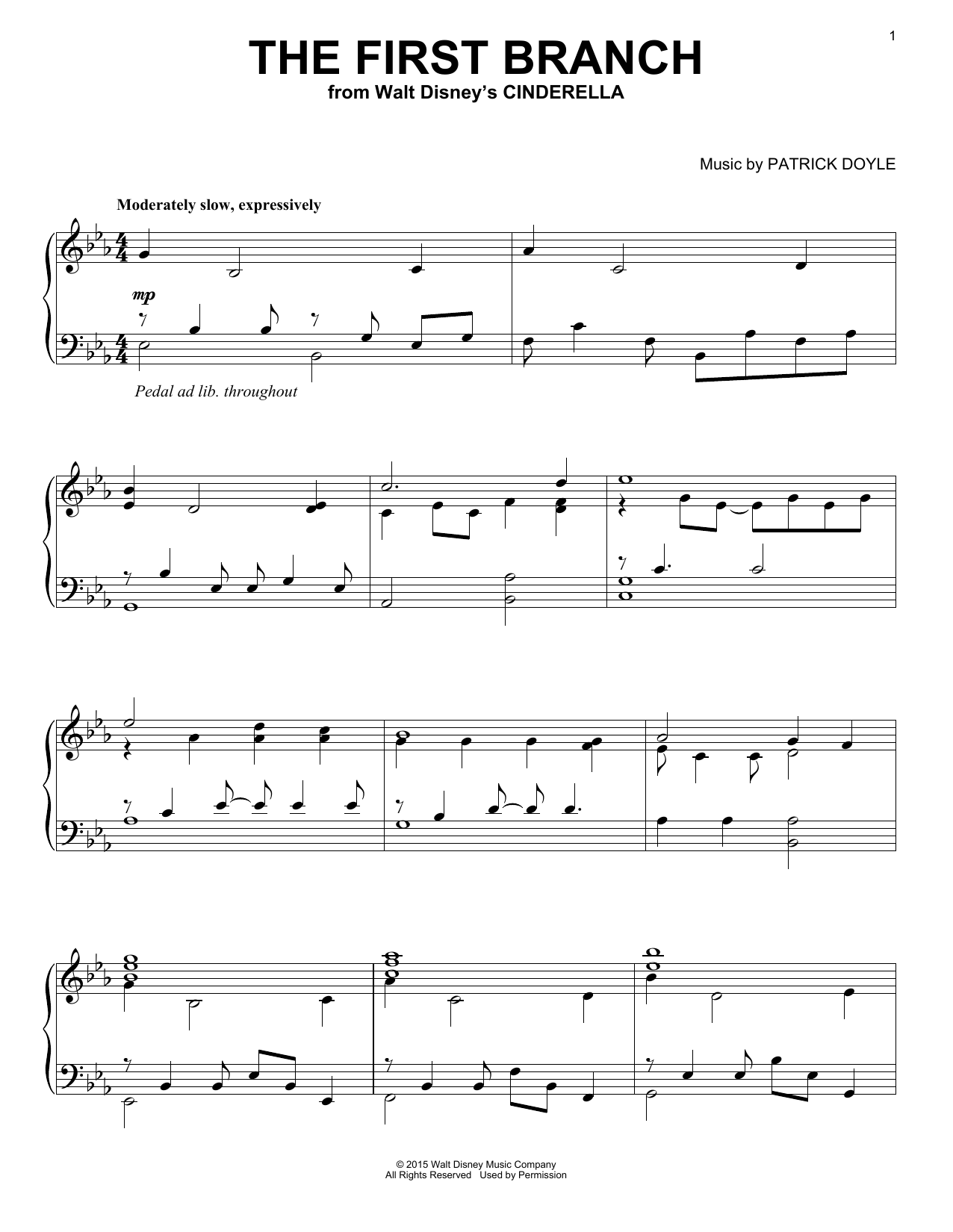 Download Patrick Doyle The First Branch (from Walt Disney's Cinderella) Sheet Music and learn how to play Piano PDF digital score in minutes